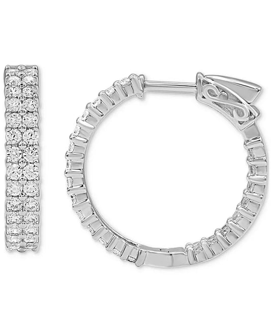 Diamond Double Row Hoop Earrings (2 Ct. T.W.) in 14K White Gold