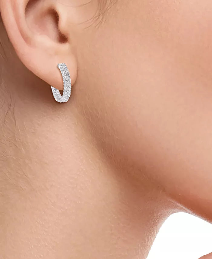 Diamond Double Row Hoop Earrings (2 Ct. T.W.) in 14K White Gold