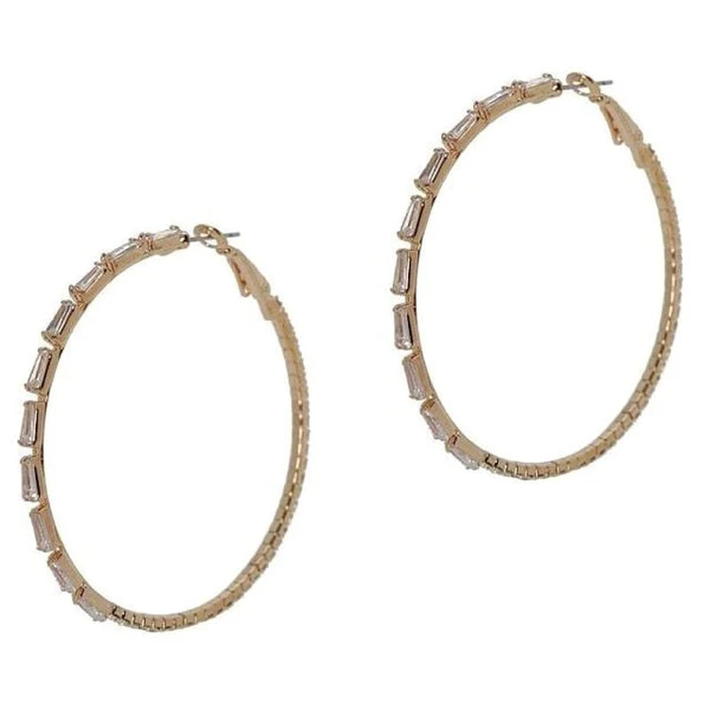 50Mm Chunky Zirconia Crystal Hoop Earrings