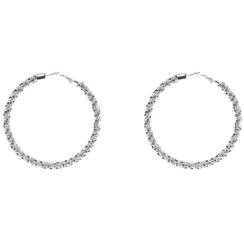 70Mm Rhinestone Embellished Hoop Earrings