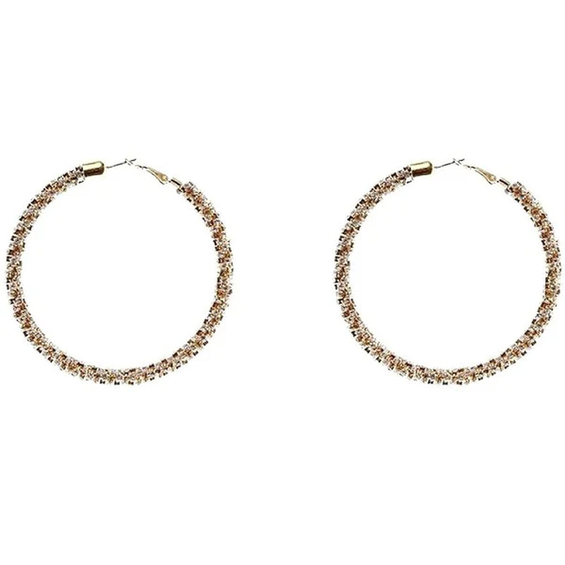 70Mm Rhinestone Embellished Hoop Earrings